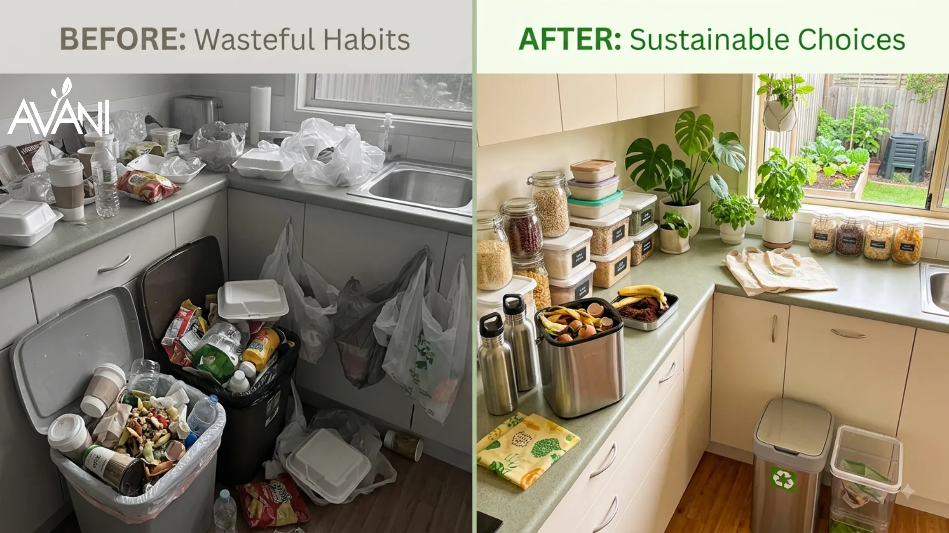 Household comparison before-and-after implementing zero waste lifestyle