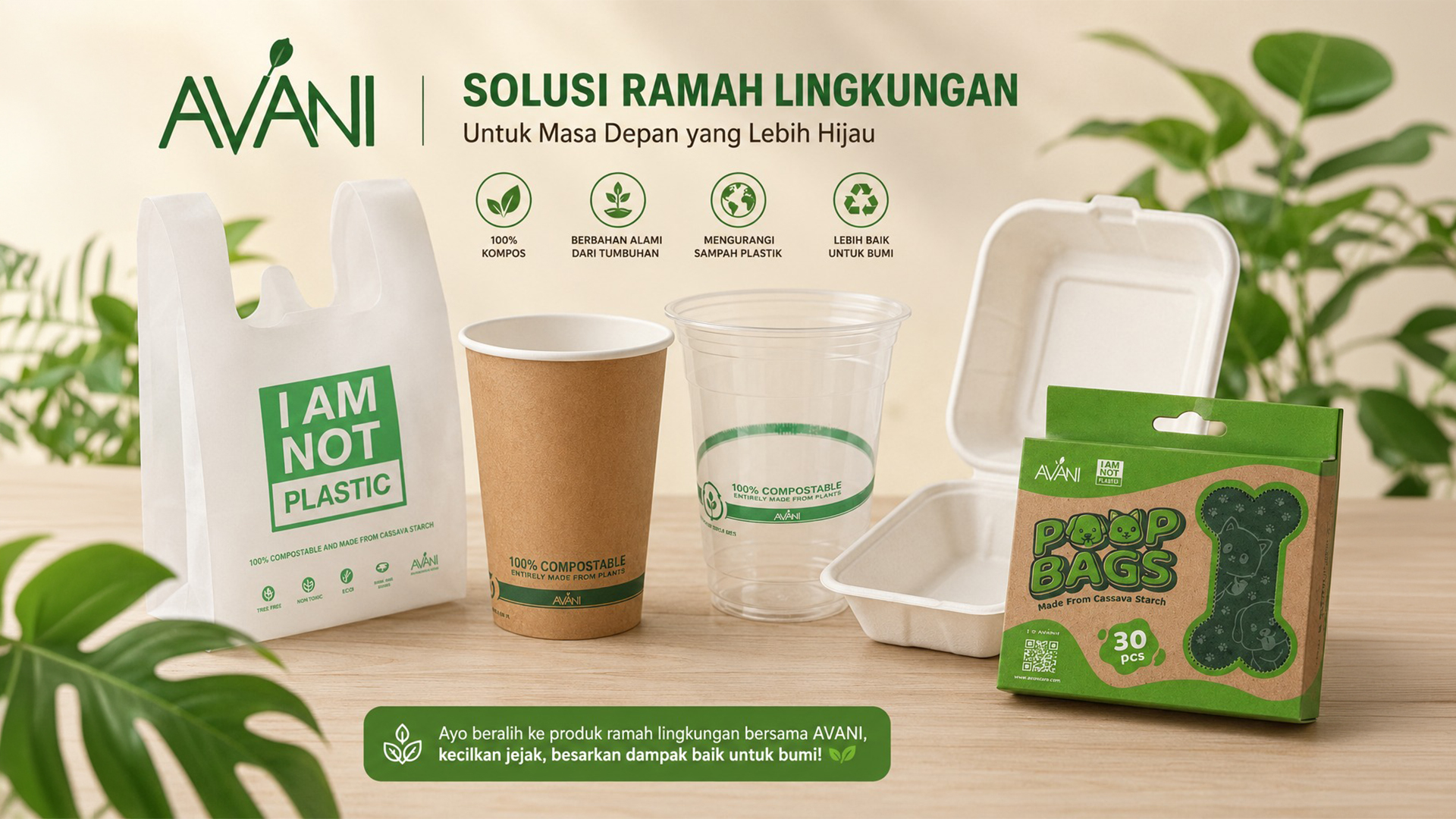 Produk ramah lingkungan AVANI untuk mengurangi sampah kemasan plastik