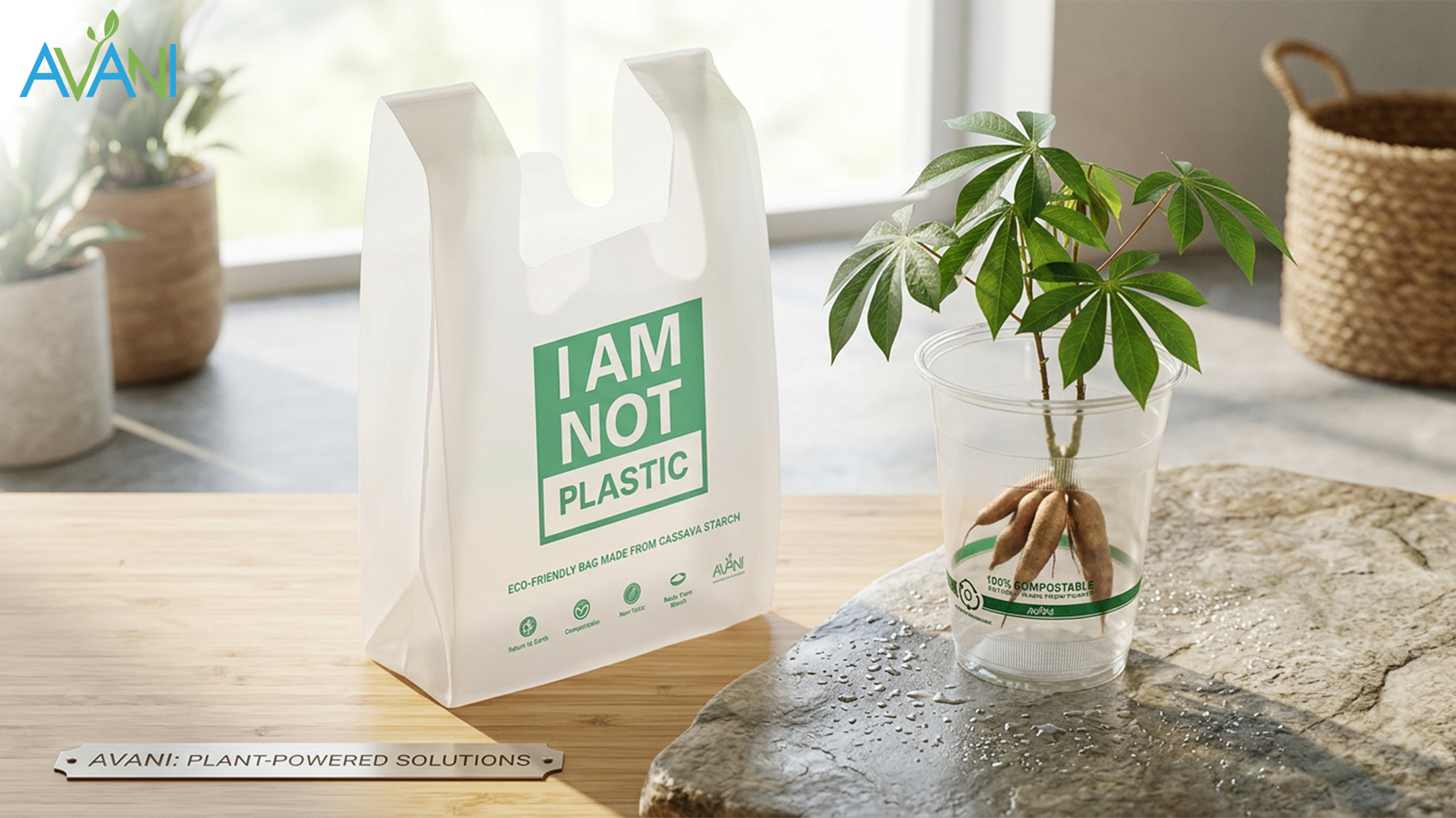 cassava bags dan PLA cup avani sebagai alternatif