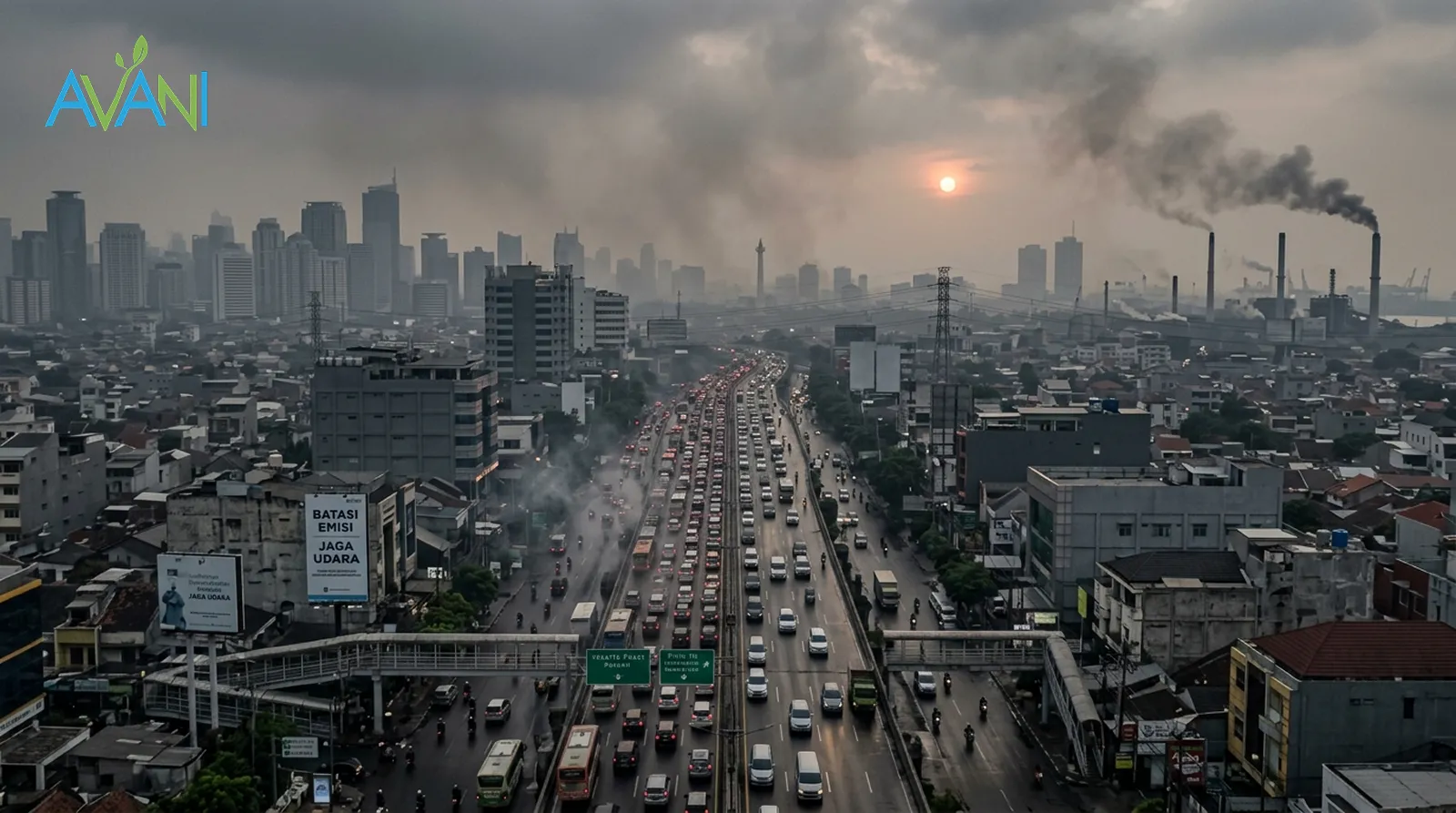 Gambar kota yang penuh dengan polusi udara