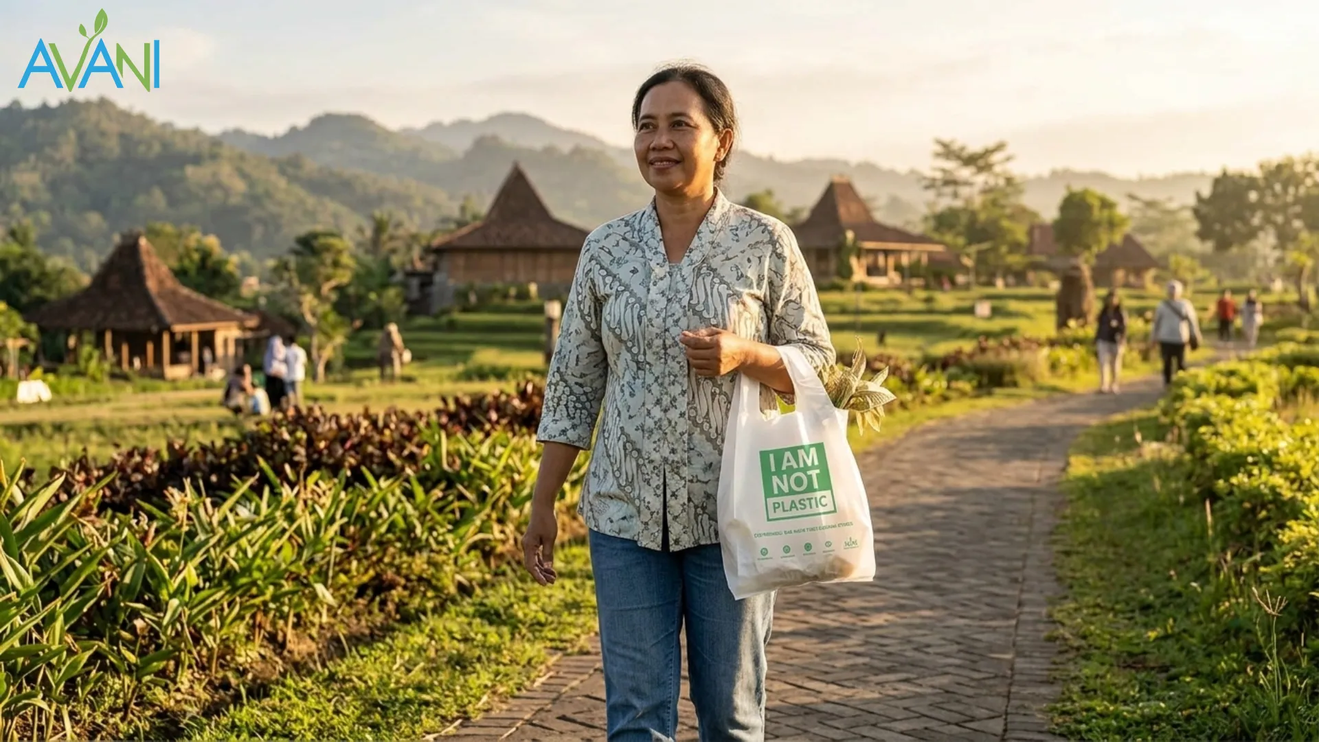 Image of woman carrying sustainable bags