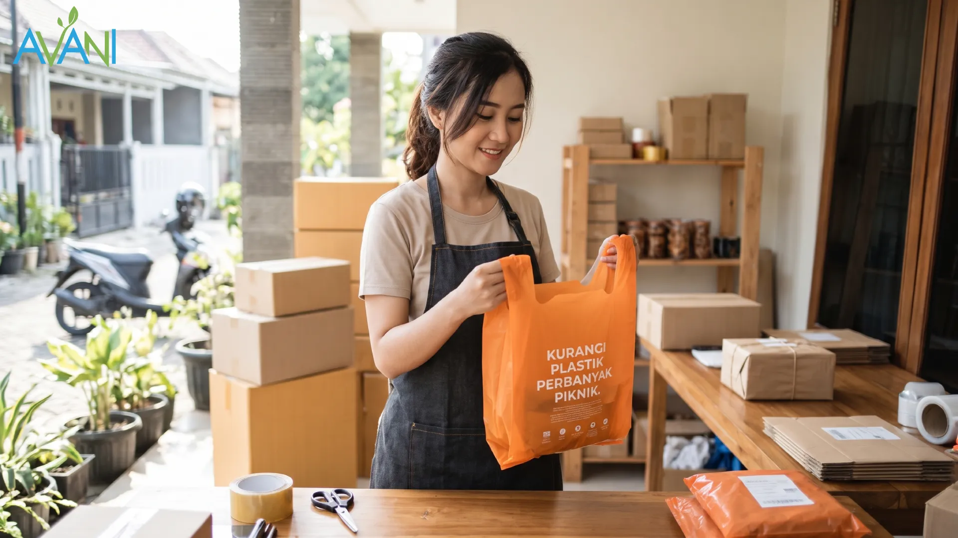 Gambar perempuan dengan bisnis yang ramah lingkungan