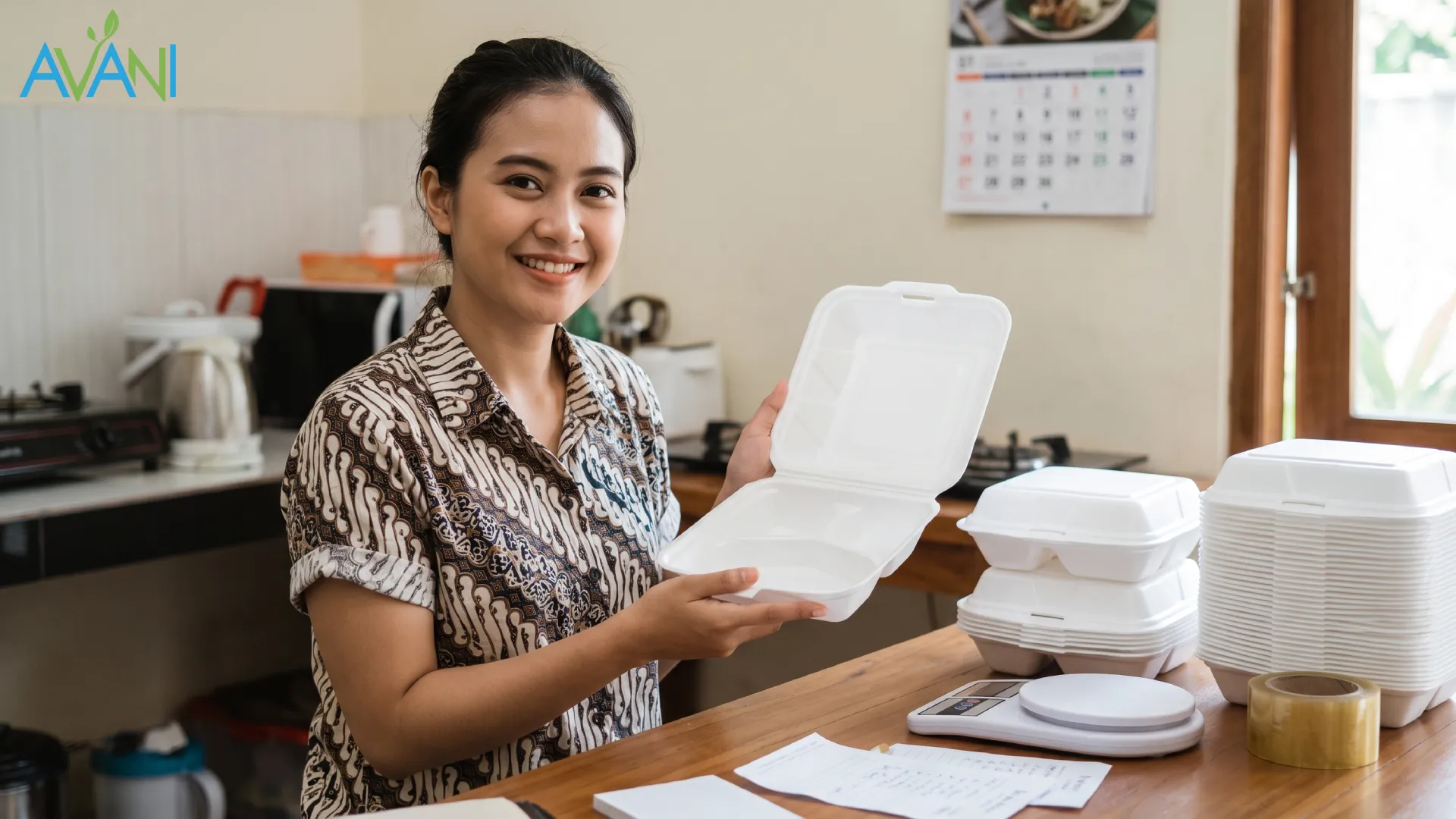 Gambar perempuan memilih kemasan yang ramah lingkungan