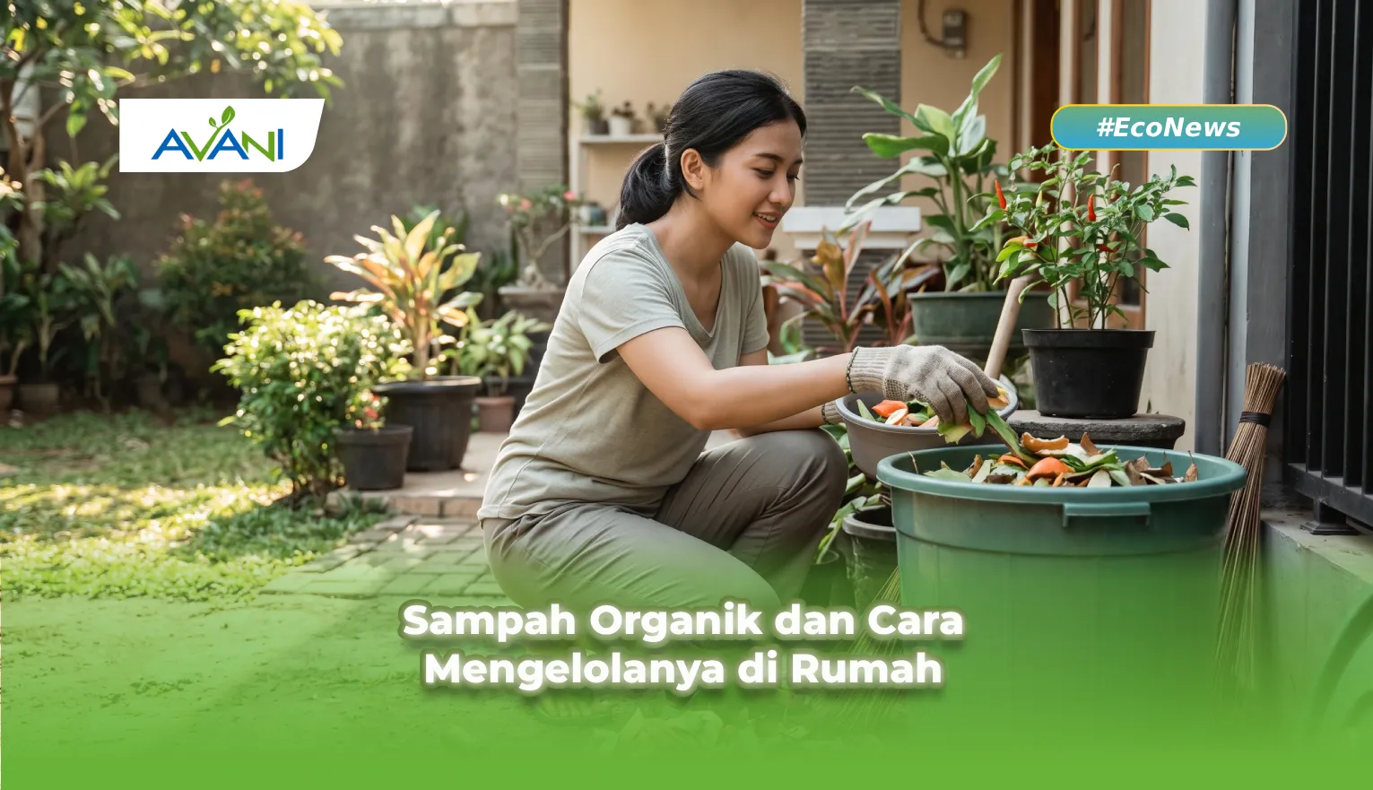 Gambar wanita sedang melakukan metode pengomposan sampah organik